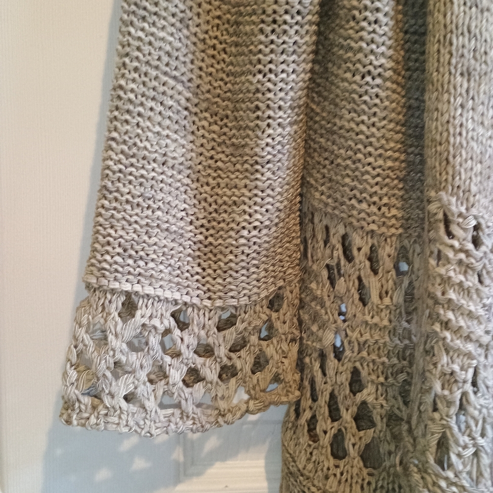 Reba Boho Crochet Fringe Knit Duster Cardigan Medium Neutral‎ Tan Festival... - Picture 8 of 12